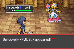 A Gardevoir F.O.E. appearing in an ancient stone chamber