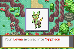 The game announces Eevee’s evolution into Yggdreon
